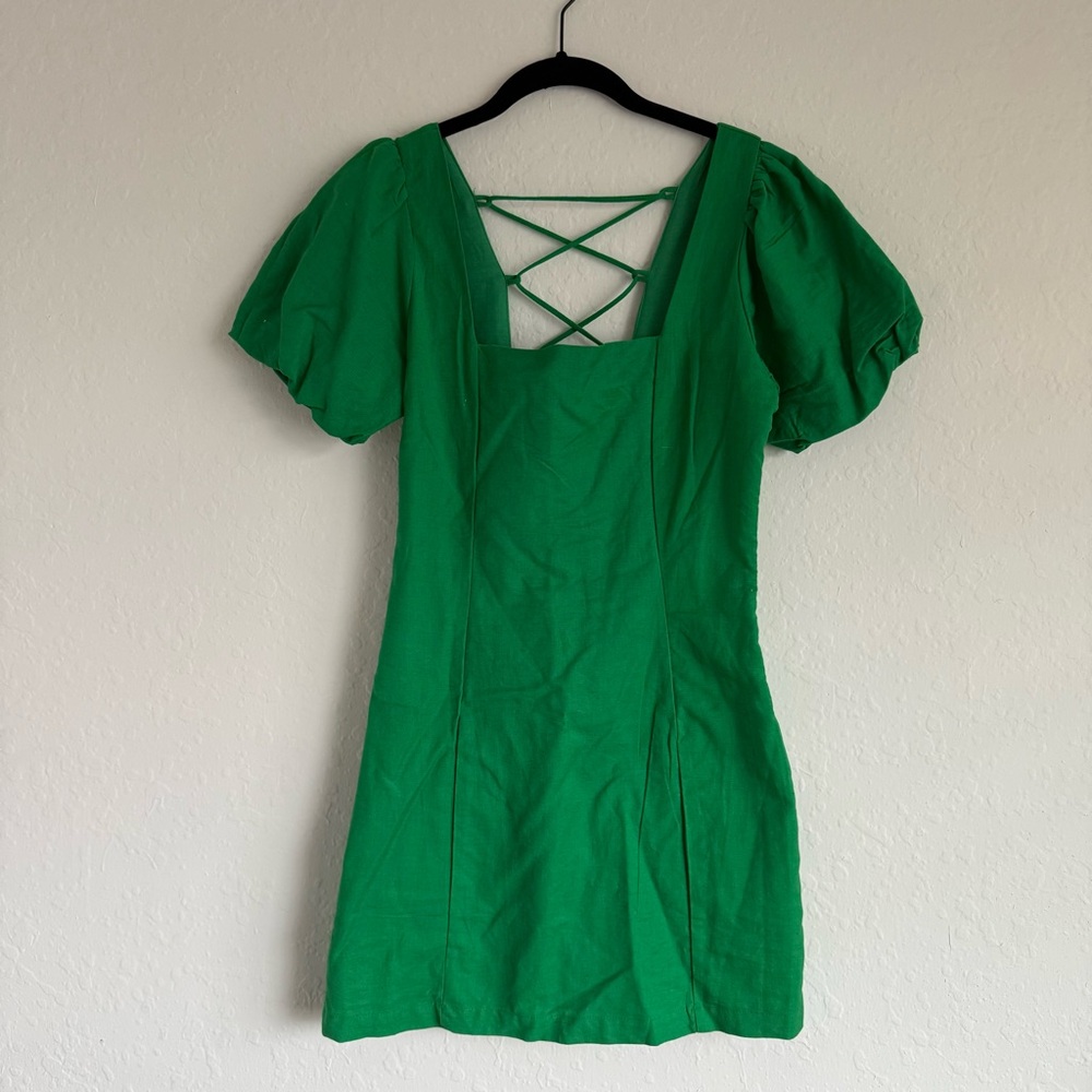 Green Linen Summer Dress
